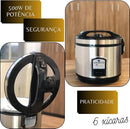 Panela de arroz elétrica 6 xícaras Legumes Multifuncional com Cesto Colher Copo Medidor Unitermi (INOX)