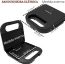 Sanduicheira Elétrica Preta 750W Potência Antiaderente Alça Isotérmica Trava de segurança Unitermi (PRETO)