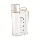 Pote hermético, copo medidor, bico dosador, cozinha, medicamentos, multiuso, lavanderia, armazenamento prático, organizador compacto