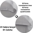Conjunto de cama de casal Buddemeyer, 7 peças, novo, em cores, com colcha de cetim prateado 078