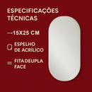 15x25CM Multi-purpose Oval Rectangular Acrylic Base Mirror Decorative With Double-sided Adhesive