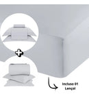 Conjunto de cama de casal Buddemeyer, 7 peças, novo, em cores, com colcha de cetim prateado 078